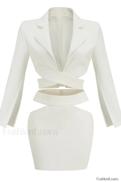 Cut Out Blazer Top Graceful + Mini Skirt Set