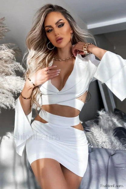 Cut Out Blazer Top Graceful + Mini Skirt Set