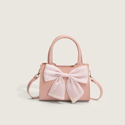 Animal Pattern Faux Leather Crossbody Bag With Bow Detail - Pink One Size /