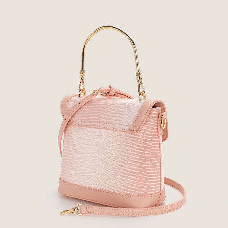 Gradient Embossed Foldover Top Handle Crossbody Bag - Pink