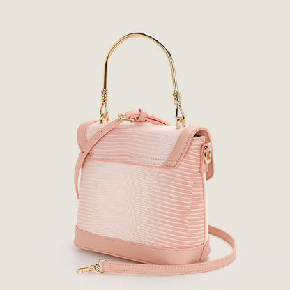 Gradient Embossed Foldover Top Handle Crossbody Bag - Pink