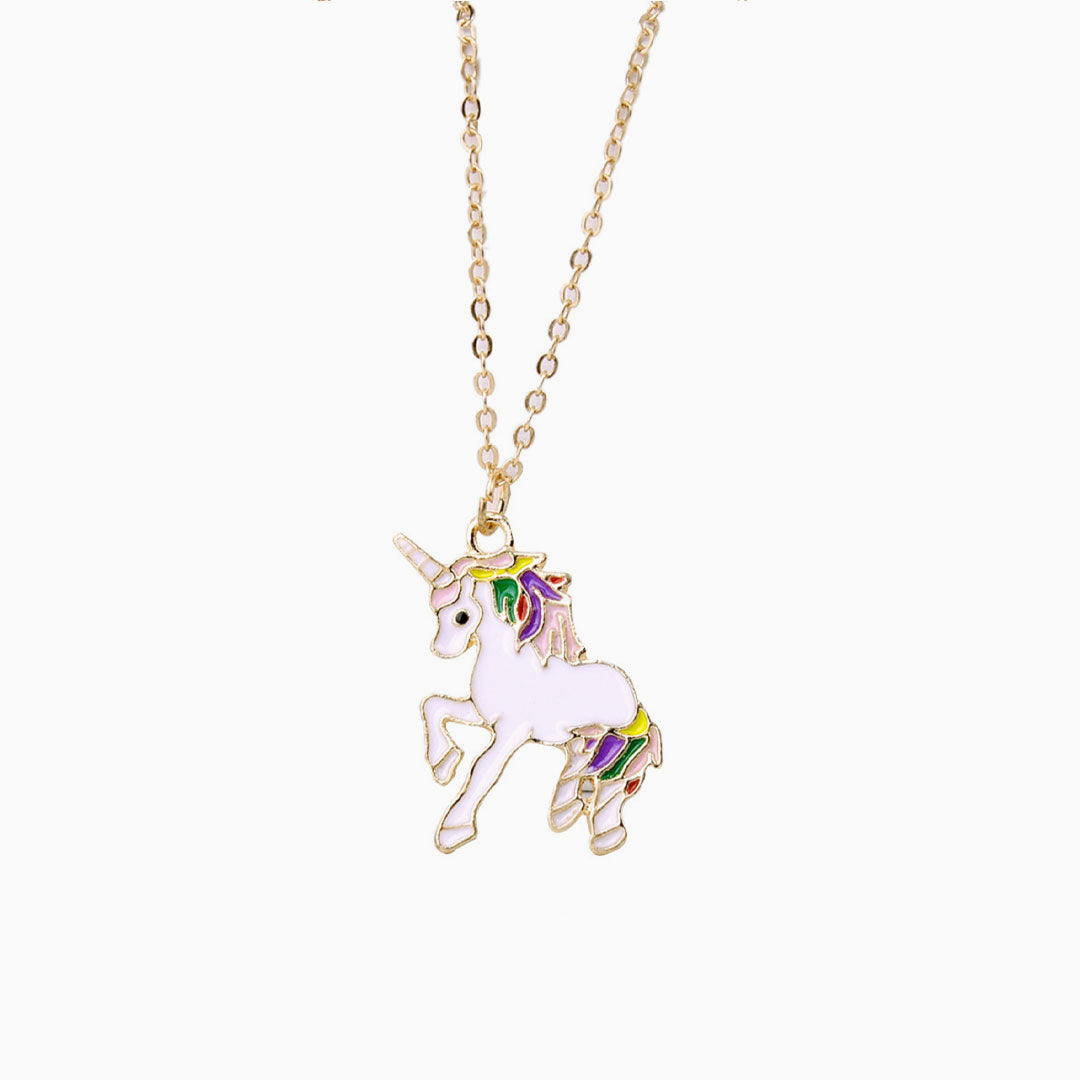 Fly Back Childhood Unicorn Pendant Necklace - Gold Plated One Size / Purple