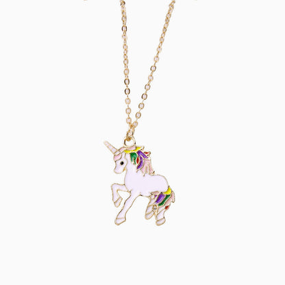 Fly Back Childhood Unicorn Pendant Necklace - Gold Plated One Size / Purple
