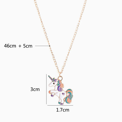 Fly Back Childhood Unicorn Pendant Necklace - Gold Plated