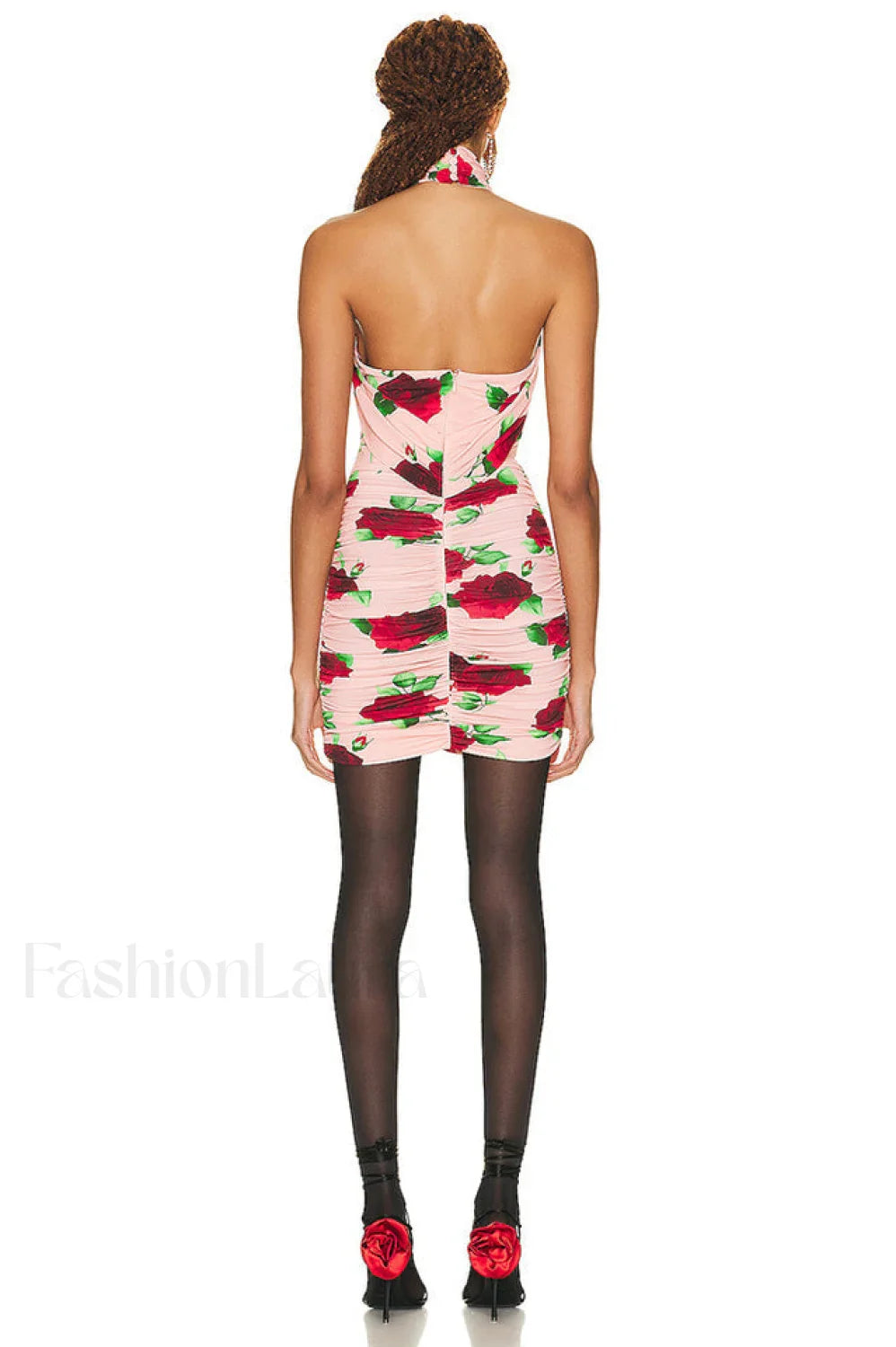 Cutout Ruched Floral Charming Jersey Mini Dress