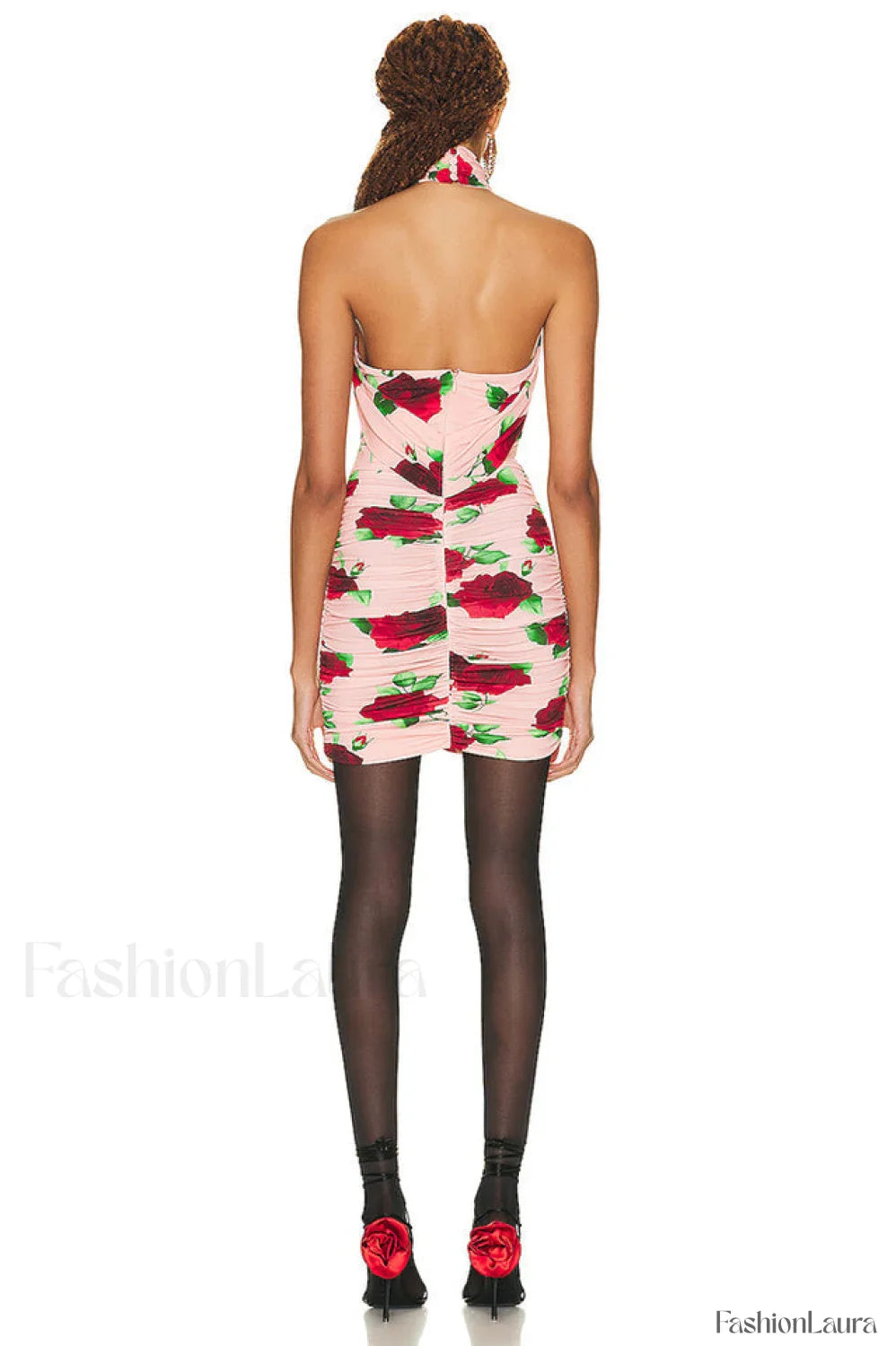 Cutout Ruched Floral Charming Jersey Mini Dress