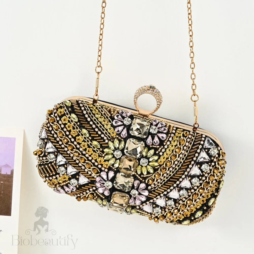 Cynthia Beaded Clutch Bag With Embroidery