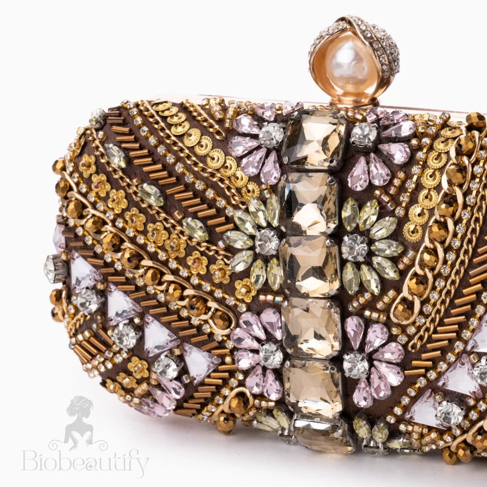 Cynthia Beaded Clutch Bag With Embroidery