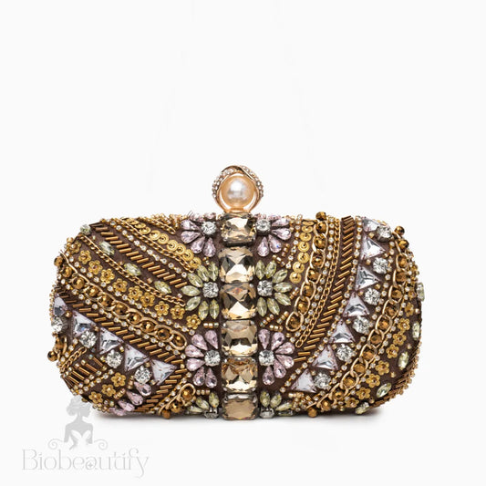 Cynthia Beaded Clutch Bag With Embroidery