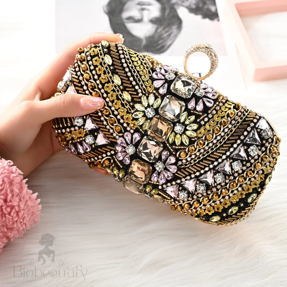 Cynthia Beaded Clutch Bag With Embroidery