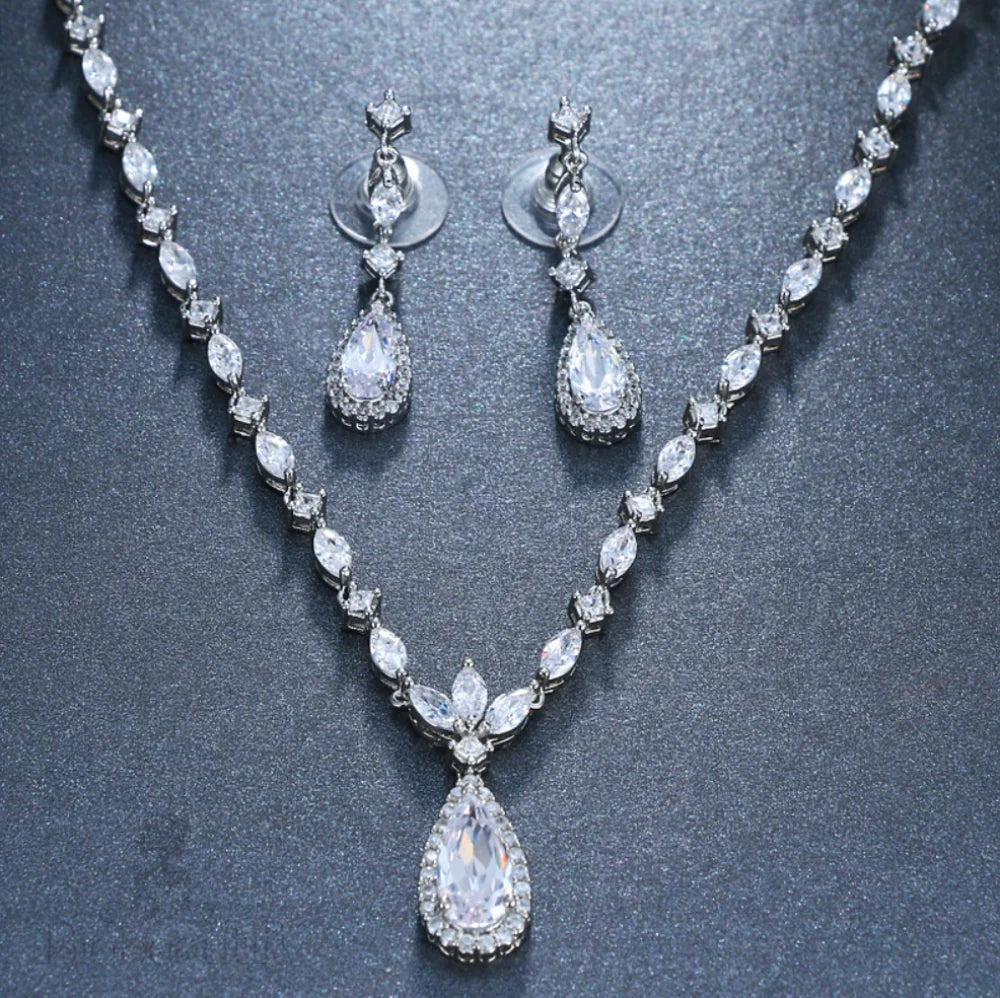 Cynthia Silver Cubic Zirconia Wedding Jewelry Set