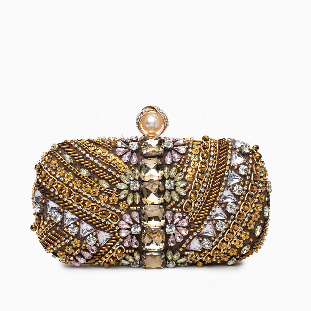 Cynthia Beaded Clutch Bag With Embroidery