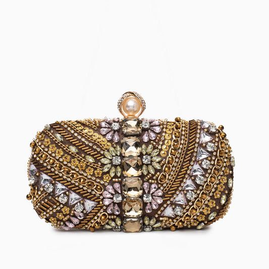 Cynthia Beaded Clutch Bag With Embroidery