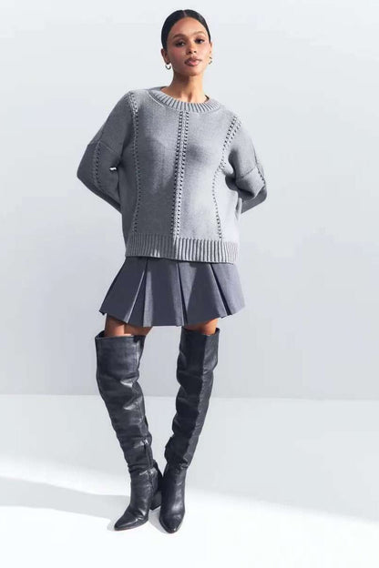 Casual Lace Knit Pullover Sweater