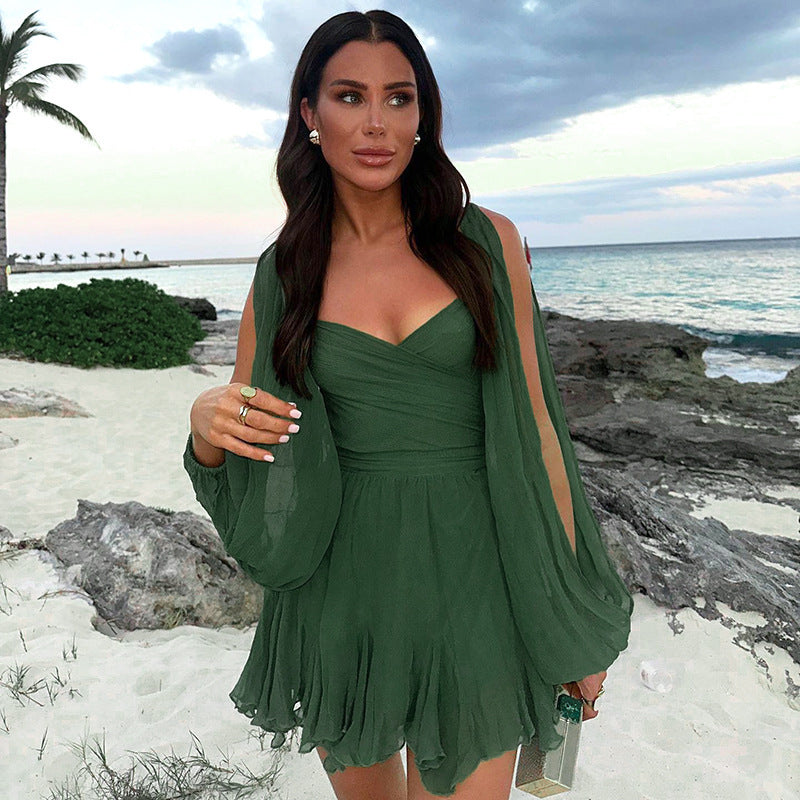 Solid Color Slim Fit Short Dress For Women