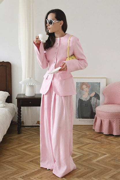 Tailored Blazer Wide Leg Pants Set