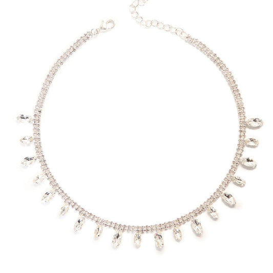 Marquise Cut Crystal Drop Necklace - Silver One Size /