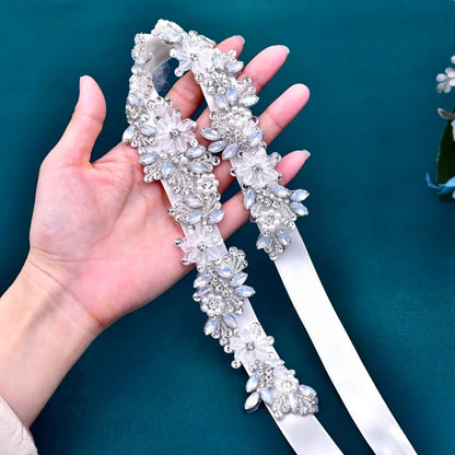 Dakota Swarovski Opal Pearl Bridal Sash Belt