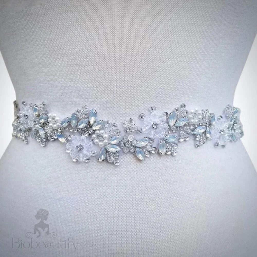 Dakota Swarovski Opal Pearl Bridal Sash Belt