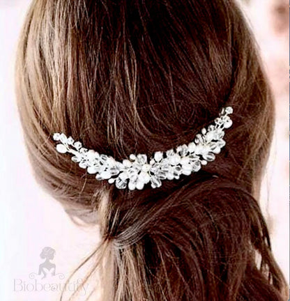 Daliya Silver Bridal Hair Comb With Natural Pearls