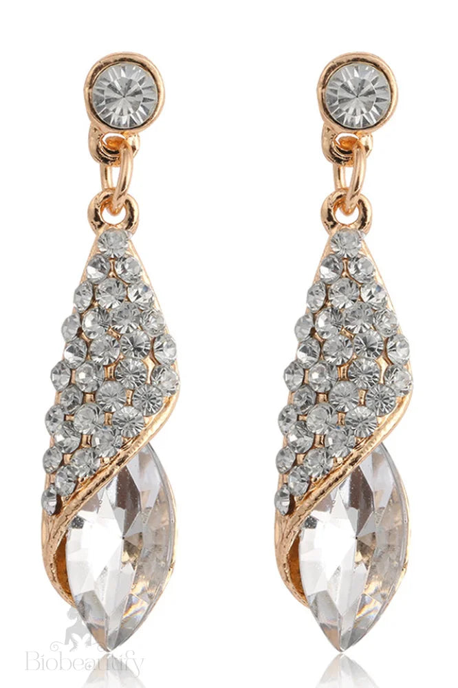 Dangle Earrings With Crystal Accents White