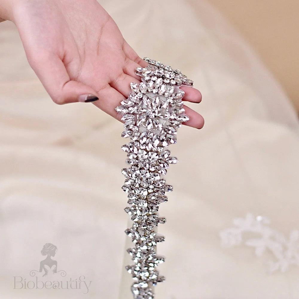 Daniela Silver Crystal Bridal Sash