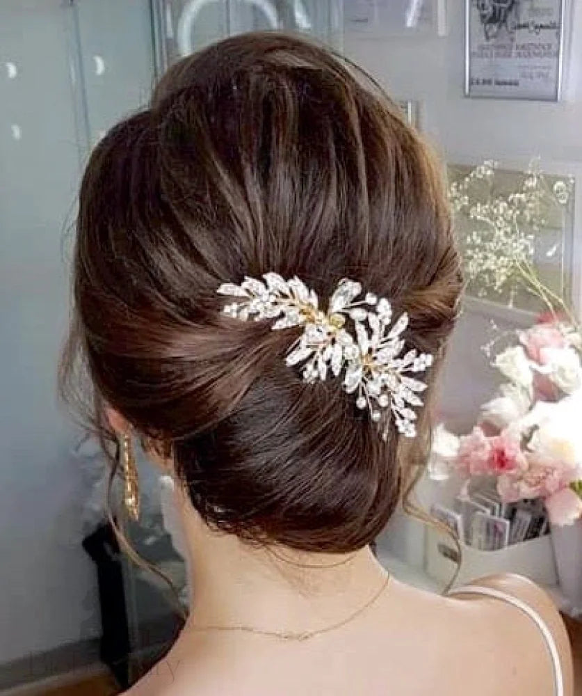 Daphne Bridal Hair Comb With Pearls And Crystals In Gold Silver