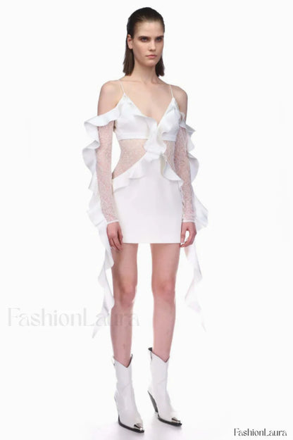 David Koma Stylish Ruffle Mini Dress