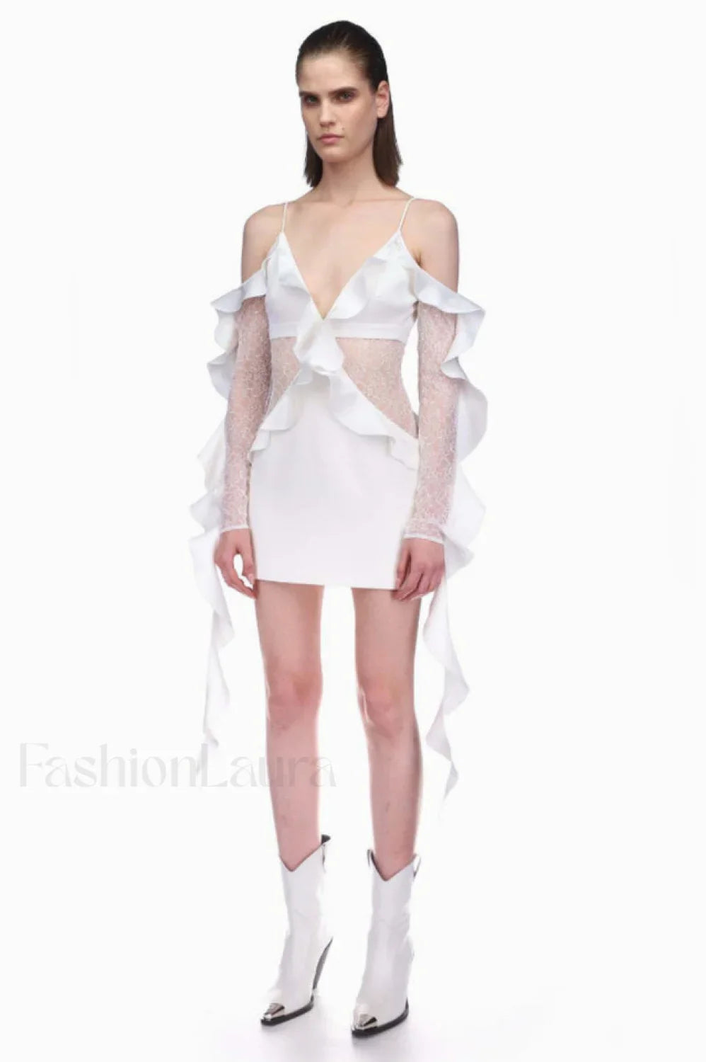 David Koma Stylish Ruffle Mini Dress