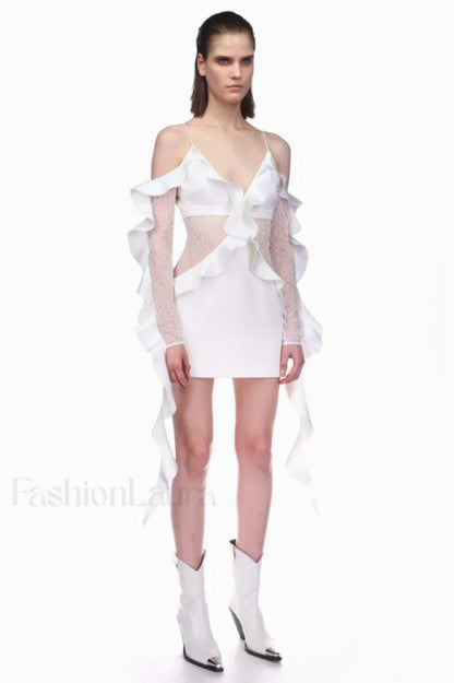 David Koma Stylish Ruffle Mini Dress