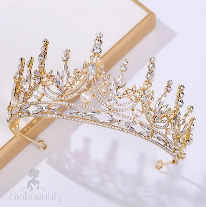 Dayana Pearl And Crystal Bridal Tiara Silver Or Gold Available