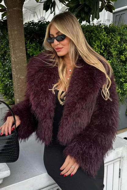 Thickened Plush Collar Solid Warm Short Coat