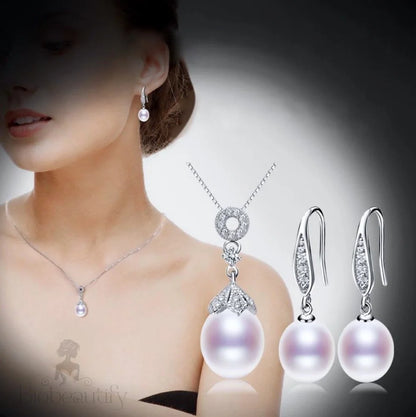 Deana Sterling Silver Natural Pearl Bridal Jewelry Set Multiple Colors Available