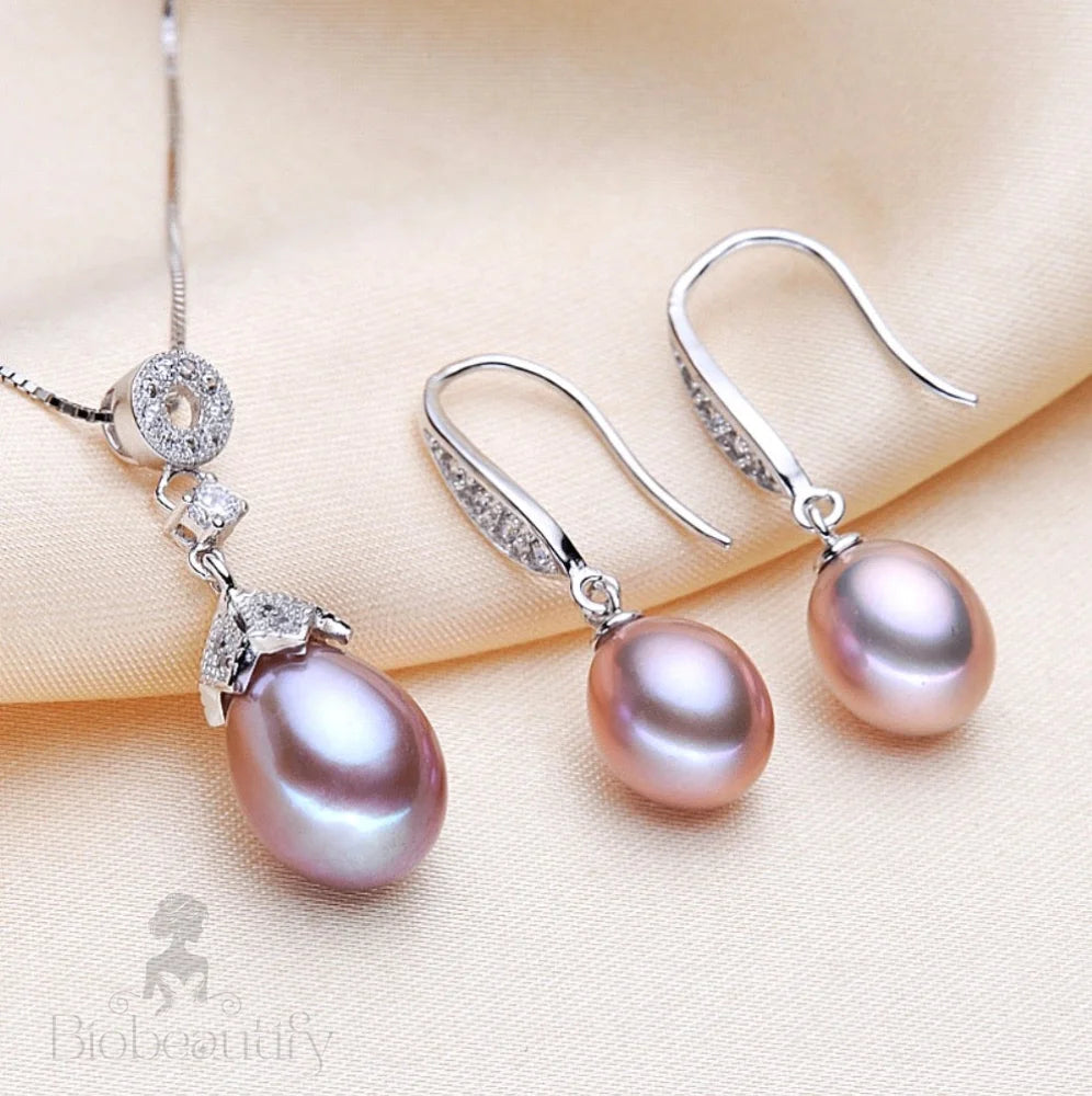 Deana - Sterling Silver and Natural Pearl Bridal Jewelry Set - More colors available