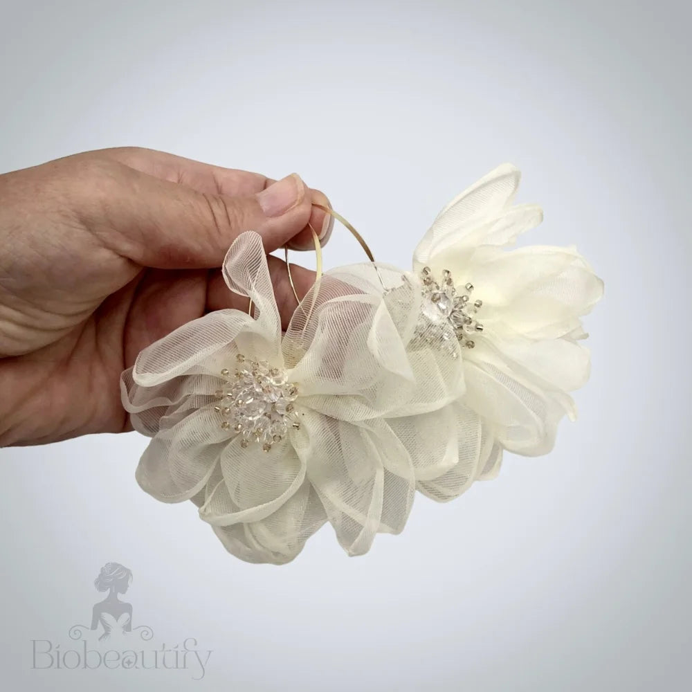 Deborah Bohemian Silk Flower Bridal Earrings