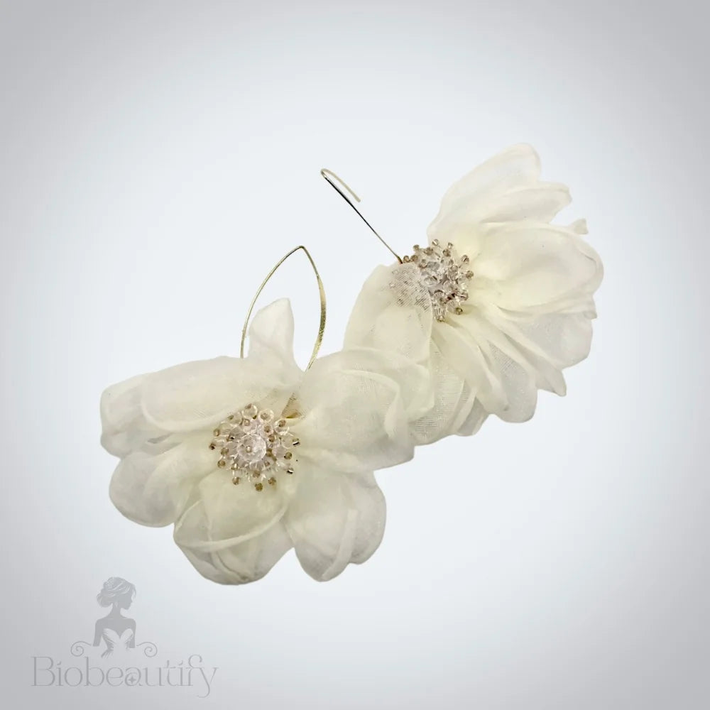 Deborah Bohemian Silk Flower Bridal Earrings