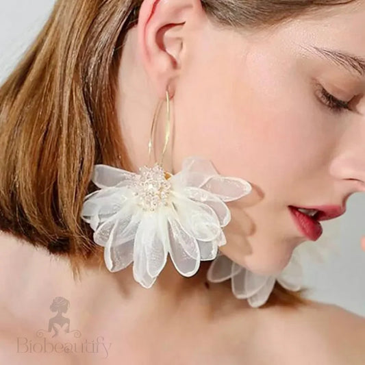 Deborah Bohemian Silk Flower Bridal Earrings