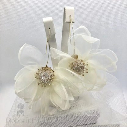 Deborah Bohemian Silk Flower Bridal Earrings