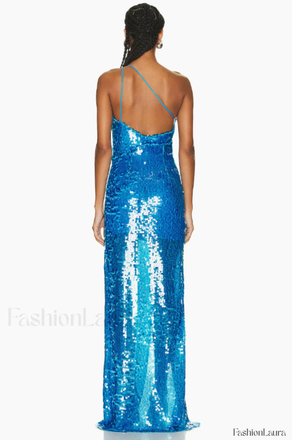 Deep Slit One Charming Shoulder Sequin Dress
