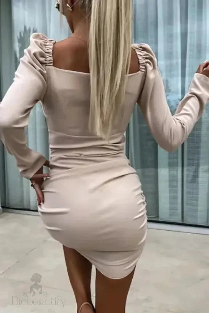 Deep V Neck Mini Bodycon Dress