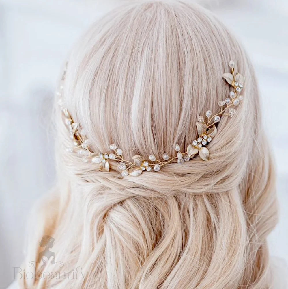 Wedding Hair Accessories - Pearl and Crystal Bridal Headband / Vine - Available in Gold and Silver