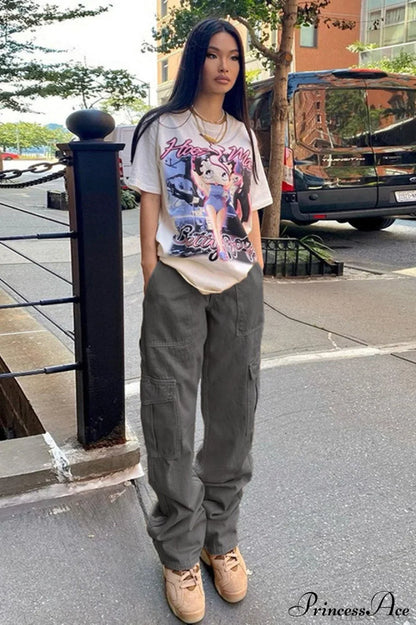 Denim Street Multi-Pocket High Waist Cargo Pants
