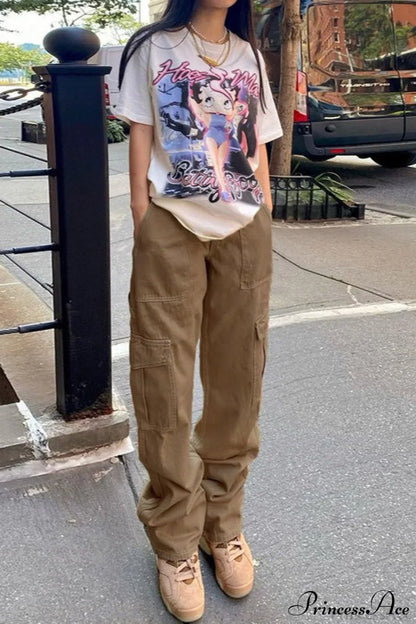 Denim Street Multi-Pocket High Waist Cargo Pants