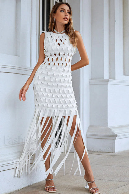 Denisa Sleeveless Stylish Tassel Dress