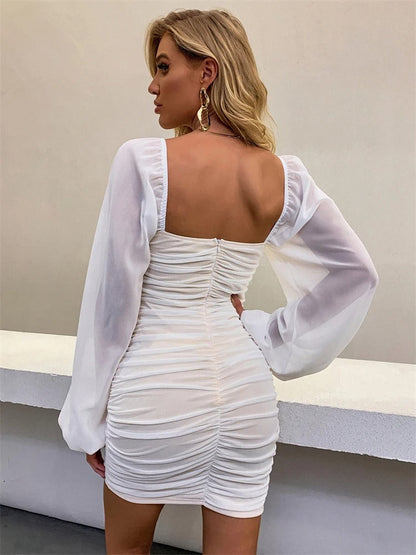 Paris Mesh Long Sleeve Puff Dress