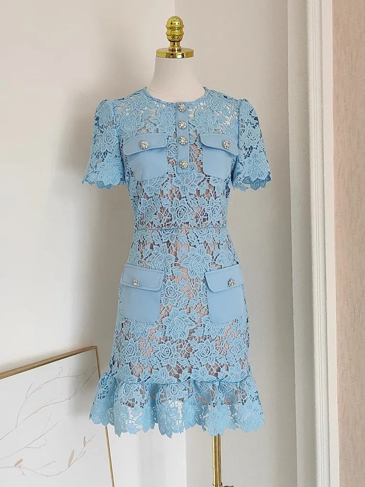 Genevia Rhinestone Lace Dress