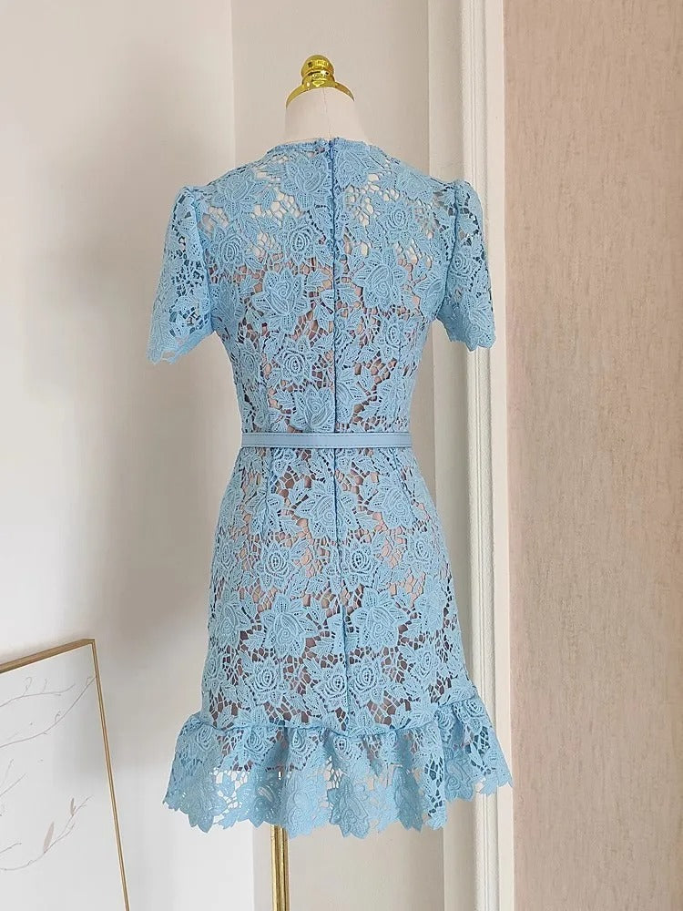 Genevia Rhinestone Lace Dress