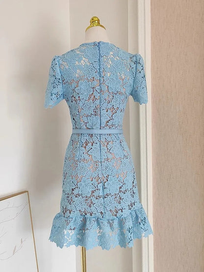 Genevia Rhinestone Lace Dress