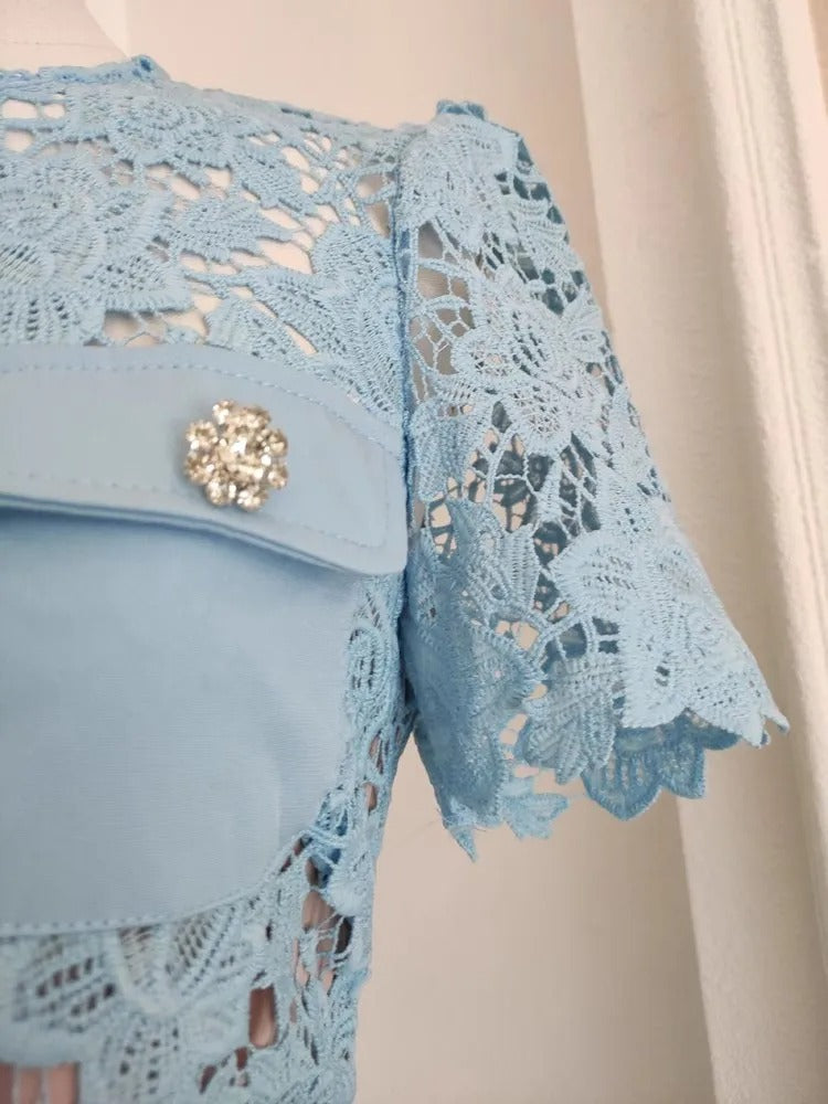 Genevia Rhinestone Lace Dress