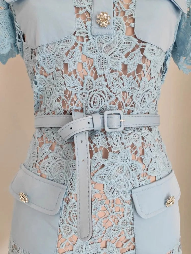 Genevia Rhinestone Lace Dress